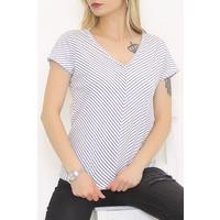 Front Back V Neck T-Shirt White - 2111.555.