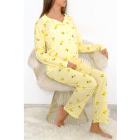 Önü Düğmeli Pijama Takımı Sarı - 150.1287.