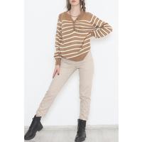 Buttoned Front Knitwear Sütlükahve - 1552.1765.