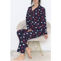 Önü Düğmeli Pijama Takımı Desenlilaci - 150.1287.