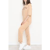 Paça Katlı Eşofman Takımı Bej - 12635.5238.