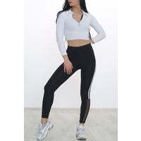 Striped diving leggings, black - 7524.1098.