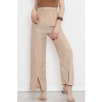 Paça Yırtmaçlı Keten Pantolon Taş - 15267.1726.