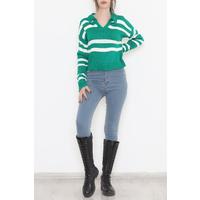Polo Neck Striped Knitwear Green - 12302.1612.