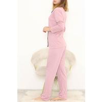 Polyviskon ұзын жеңді костюм қызғылт түсті - 722.1287.