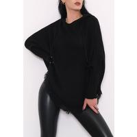 Pompom Poncho Black - 9958.1612.