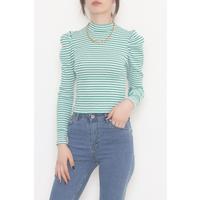 Princess Sleeve Striped Blouse Green - 471087.1567.