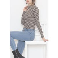 Princess Sleeve Striped Blouse Brown - 471087.1567.