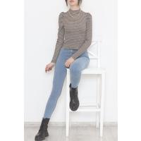 Princess Sleeve Striped Blouse Brown - 471087.1567.