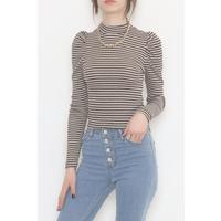 Princess Sleeve Striped Blouse Brown - 471087.1567.