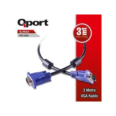 QPORT Q-VGA3 15PIN FILTRELI 3MT VGA KABLO