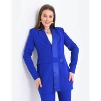 Костюм с атласным воротником и полупоясом Saks Blue