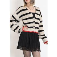 Striped Crop Cardigan Ecrublack - 881.1247.