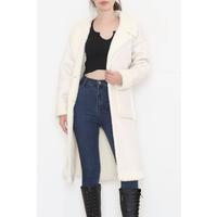 Faux Fur Leather Coat Ecru - 9097.127.