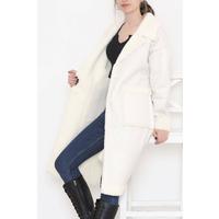 Faux Fur Leather Coat Ecru - 9097.127.