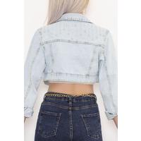 Crop Jeans Jacket with Stones Ice Blue - 11455.1406.