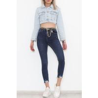 Crop Jeans Jacket with Stones Ice Blue - 11455.1406.