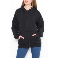 Üç İplik Fermuarlı Sweat Ceket Siyah1 - 7897.053.