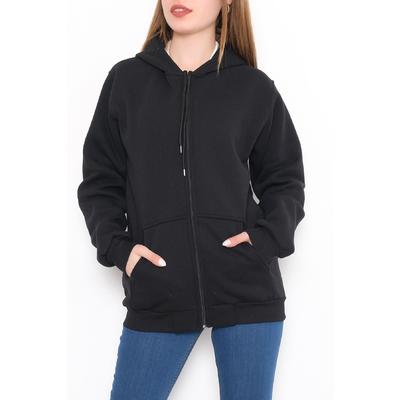 Üç İplik Fermuarlı Sweat Ceket Siyah1 - 7897.053.