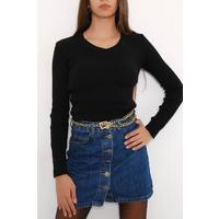V-Neck Bodysuit Black - 7659.1319.