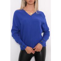 V-мойын жең түймелі блузка Saks - 10378.1612.