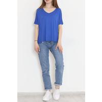 V-мойын кездейсоқ футболка Saks - 10669.1095.