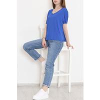 V-мойын кездейсоқ футболка Saks - 10669.1095.