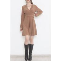 Песочное платье с V-образным вырезом Sütlükbrown — 3061.1595.