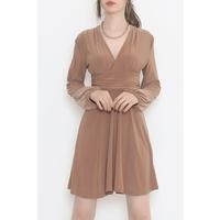 Песочное платье с V-образным вырезом Sütlükbrown — 3061.1595.