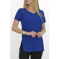 V-Neck Slit T-Shirt by Saks - 1998.555.