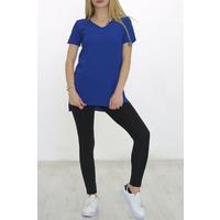 V-Neck Slit T-Shirt by Saks - 1998.555.