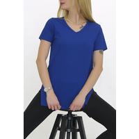 V-Neck Slit T-Shirt by Saks - 1998.555.