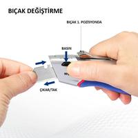 WORKPRO WP213012 Ağır Hizmet Alüminyum Gövde Geri Çekilebilir Rötuş Maket Bıçağı + 4 Adet Yedek Bıçak