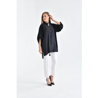 Shirt Suit with Collar Brooch Black