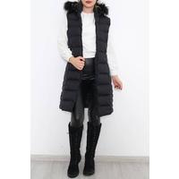 Collar Fur Puffer Vest Black - 1363.1174.
