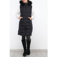 Collar Fur Puffer Vest Black - 1363.1174.