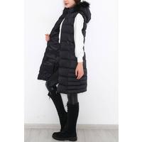 Collar Fur Puffer Vest Black - 1363.1174.