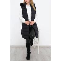 Collar Fur Puffer Vest Black - 1363.1174.