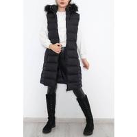 Collar Fur Puffer Vest Black - 1363.1174.
