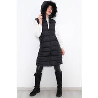 Collar Fur Puffer Vest Black - 1363.1174.