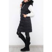 Collar Fur Puffer Vest Black - 1363.1174.