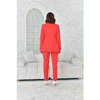 Collar Pleated Suit with Accessories Red