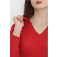 Yakalı Patlı Elbise Kırmızı - 11749.1567.
