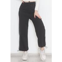 Side Piping Palazzo Sweatpants Black - 12609.1567.