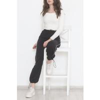 Side Piping Palazzo Sweatpants Black - 12609.1567.
