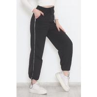 Side Piping Palazzo Sweatpants Black - 12609.1567.