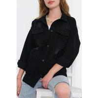Ripped Boyfriend Denim Jacket Dark Smoke - 0833.925.