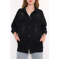 Ripped Boyfriend Denim Jacket Dark Smoke - 0833.925.