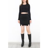 Mini skirt with a slit in black - 10456 316.