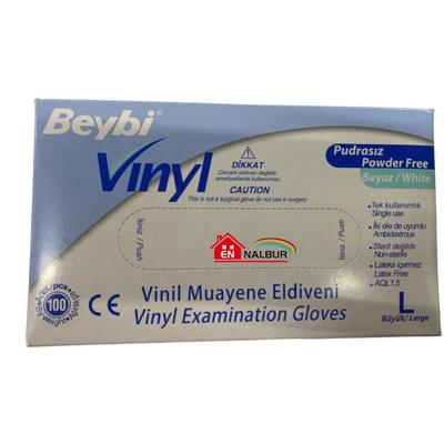Beybi Vinyl L Vinil Pudrasız Muayene Eldiven 100'lük Kutu